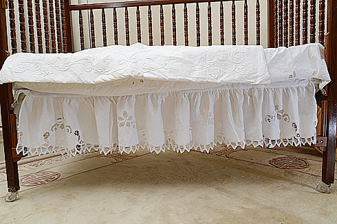 Battenburg Lace Cotton Crib Dust Ruffle